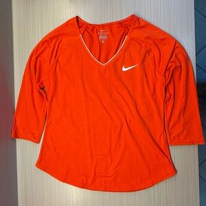 Nike Women's Orange V-Neck DRI-FIT Top